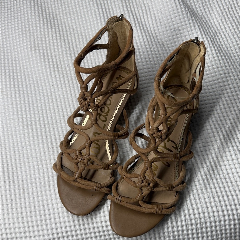 Braided Strappy Brown Women's Sandals. size 7.5